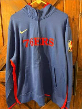 Nike Blue and Red NBA Dri-FIT Pullover Practice Hoodie 76ers!